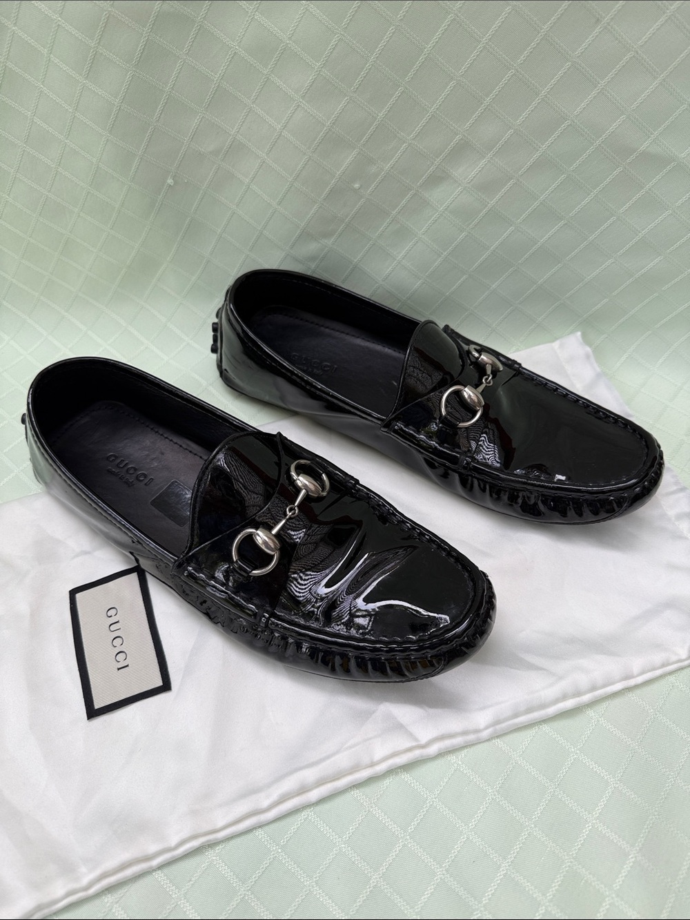 Gucci Black Patent Leather Horsebit Driving Loafers in The Dust Bag - Picture 8 of 10